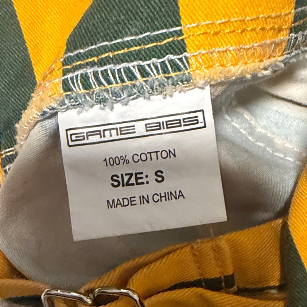 Striped Yellow & Dark Green Cotton Overalls - Picture 3 of 3